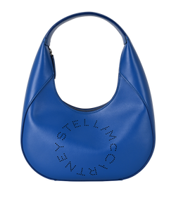 Circle Logo Small Shoulder Bag, Faux Leather, Blue, 700269, DB, 3*
